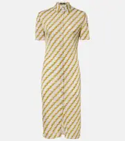 [Versace] Versace Chain Stripe satin shirt dress AU 18 white