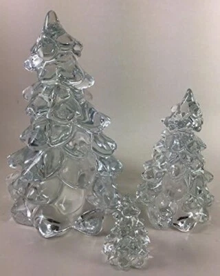 Set of 3 Christmas Holiday Trees - Crystal Glass - Mosser USA