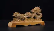 Wood Samurai Sword Stand Holder Wakizashi Katana Tanto Rack Dragon Carved 1 Tier