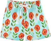 [RPLIFE] Boys Trunks, Anti Chafe Swim Trunks Boys 2 T, Watercolor Red Flowers Blue