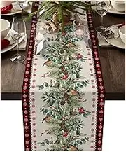 Table Runners Modern, Linen Table Runners Christmas Table Runner Christmas Cotton Linen Wedding Decoration Tablecloth Home Party Decoration Table Runner(N,300X33cm 118x13inch)