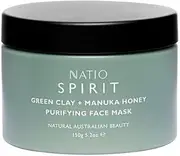 Natio Australia Spirit Green Clay + Manuka Honey Purifying Face Mask 150g - Clay Mask for Face & Body - Clean Pores & Banish Congestion- Made for All Skin Types - Made in Australia