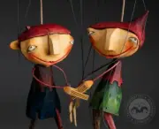 Playful sprite - wooden hand-carved marionette