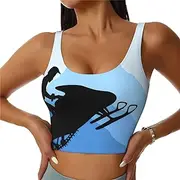 [EdWal] Snowmobile Print Women's Sports Bra, Active Sculpt, Women's Racerback Sports Bra for Yoga Gym,Racerback