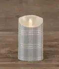 New Country Farmhouse GRAY CHECK MOVING FLICKER FLAME CANDLE Battery LED Timer