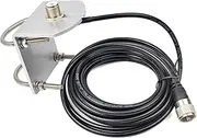 HYS L Shape Mount Mobile Antenna Bracket SO239 to PL-259 W/16.4ft(5m) Low Loss RG-58 Coaxial Cable, Heavy Duty Aluminum with 2pcs U-Bolts for PL259(UHF Male) HF/VHF/UHF Mobile Radio Antenna