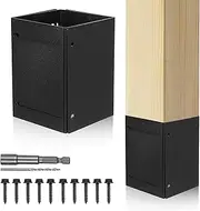 Generic 1 Set Post Protection Kit Outdoor Protectors Post Base Sleeve Adjustable Post Base Protector Adjustable Post Adjustable Protector Kit Fence Post Protector Post Cover Black Metal