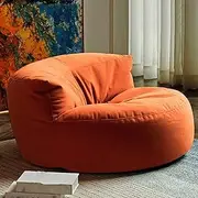 Bean Bags Bean Bag Chair Chenille Bean Bag Cover No Filler Washable Ultra Soft Pouf Ottoman Kids Adults Beanbag Chair Lazy Armchair Couch Floor Seating Living Room Furniture (Color : Orange, Size :