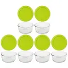 Pyrex 7200 2-Cup Glass Storage Bowl w/ 7200-PC 2-Cup Edamame Green Lid (6-Pack)