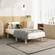 Oikiture Bed Frame Single Size Wooden Bed Base Platform Solid Slats