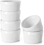 DOWAN 237 ml Ramekins - Ramekins for Creme Brulee Porcelain Ramekins Oven Safe, Classic Style Ramekins for Baking Souffle Ramekins Ramekins Bowls, Set of 6, White