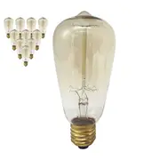 10 Pcs Amonson Lighting ST64 Filament Edison-style E27 Bulbs Globes 40W Shape A