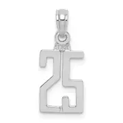 14K White Gold 14Kw Polished Number 25 Pendant