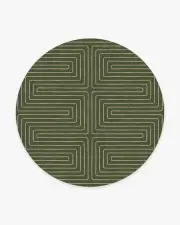 245' Round | Machine Washable Runner Rug | Kid & Pet Friendly | Indoor Rug | Jonathan Adler Labyrinth Fern Green Rug | Ruggable