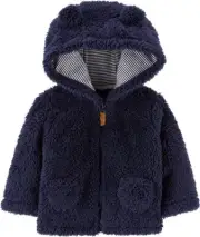 Carter's Unisex Boys and Girls Button Front Hooded Sherpa Lined Cardigan Jacket