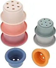 SAFIGLE Mold Toddler Bath Toys Baby Cups Set Stacked Cups for Boys and Girls Safe Silicone Material