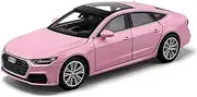 Scale Finished Model Car 1:24 Scale for Audi A7 Limousine Alloy Diecast Vehicle Pull Back Simulation Model Car Collection Die-cast Vehicle(Pink)