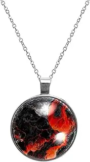 [Diusye] Necklaces for Women, Lava Magma Print Stainless Steel Pendant Necklace Jewelry Birthday Anniversary Wife Girls Friends Gift