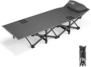 YVYKFZD Folding Camping Cot, Portable Camping Bed for Adults, Lightweight Sleeping Cots with Headrest Design, Supports 374 lbs, Office Nap and Beach Vocation (Color : A, Size : 190x71x36cm)