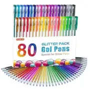 80 Pack Glitter Gel Pens, 40 Colors Glitter Gel Pens Set with 40 Refills White