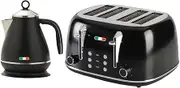 Vintage Electric Kettle and Toaster SET Combo Deal Stainless Steel Black