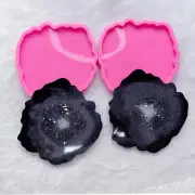 2Pc Super Glossy 4.7 * 5.1Inch and Thickness 0.6Cm Geode Coaster Agate Resin Cra