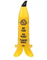 2' Yellow Banana Wet Floor Cone with Brown Stem 2 Feet Tall Funny Quirky