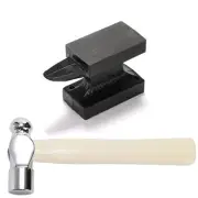 1.1 Lbs Iron Horn Anvil Bench Block with Metal Stamping Hammer for Jewelry Ma...