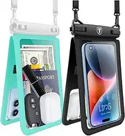 Njjex Double Space Waterproof Phone Pouch [2 Pack] Cell Phone Dry Bag Case for S24 Ultra S23 S22 S21+ S20 S10 S9 Note 20 A13 A03s A02s A12 A32 A14 A15 A23 A71 iPhone 15 Pro Max 14 13 12 11 Xr X 8+ 7