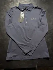 NWT WOMEN'S J. LINDEBERG TOUR TECH LS GOLF POLO, SIZE: S, COLOR: NAVY MEL (J557)