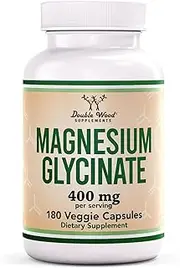 Double Wood Magnesium Glycinate 400 Mg 180 Servings (Manufactured and Third Party Tested in The USA)