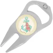 Anchor and Roses Golf Ball Marker Divot Repair Tool Bottle Opener