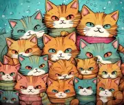 CUTE CARTOON CATS COMPUTER MOUSE PAD 9 X 7 CAT LOVERS HOLIDAY GIFT IDEA