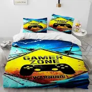 v250 Bed Sheets Cartoon Gamer Game Controller Bedding Set,Duvet Cover Bed Set Quilt Cover Pillowcase,King Queen Twin Size Boys Girls Adults 3-Piece Be