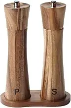 everous Salt and Pepper Grinder set,Acacia Wood Pepper Mill & Salt Grinder with Adjustable Coarseness Refillable