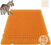 YITESHI 10 Pcs Scat Mat for Cats, 16x13 Inch Cat Deterrent Indoor Mat, Anti Scratch with Spikes Outdoor Use, Humane Pet Repellent Fence, Orange Color for Cat/Dog Easily See