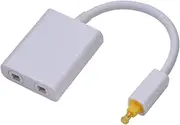 Dual Port Optical Cable Splitter, Toslink Digital Fiber Optical Audio Splitter 2 Way in/Out Optical Splitter Adapter with Audio Cable 1in 2 Out (White)