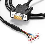 DB9 Serial Cable RS232/RS485/RS422 Extension Cable, DB9 Male to Bare Wire Cable Marked 1.5 Foot, D-USB 9-pin Port Terminal Male Adapter Connector Distribution Board, No Soldering Required - Black