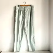 Donna Karan new York Black Label Mint Green Cotton Rayon Wide Leg Pants 16
