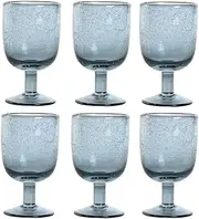 Copa Set of 6 Crystal 8 x 8 x 14 300 ml Burbujas Azul