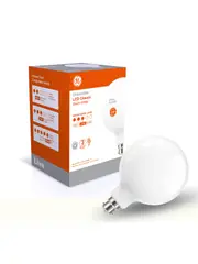 GE 7.6W Glass Opal Dimmable LED G125 BC Globe in Warm White