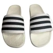 adidas Men's sz 12 / Women sz 13 Black, White Adilette Comfort Slide Sandals New