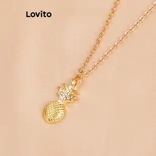 Lovito 女士休閒果蔬水鑽珍珠腳鍊 L60AD005 (金色)