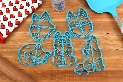 Kawaii Husky Cookie Cutters - Husky Face, Lucky Husky, Side Glance Husky,