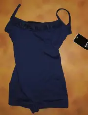 Dance Bloch Navy Blue Cami Shorty Unitard Frill Front Ladies Sm Adult U5980