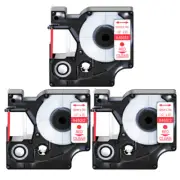 3PK Red on Clear Label Tape 12mmx7m For DYMO D1 45012 LabelManager 400 450 450D