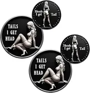 Cheeky Decision Coin, Heads I Get Tail - Tail I Get Head, Funny Adult Challenge Coin, Lucky Decision Token, Ideas Prank Men & Women, Fun Collectible for Coin Collectors(2pcs)
