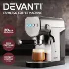 Devanti Coffee Machine 20 Bar Espresso Maker Milk Frother Cappuccino Latte Café