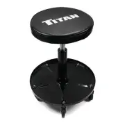 Titan 85082 Adjustable Pneumatic Roller Seat, Mechanics Stool, Black