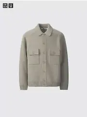 Uniqlo Lamswool Knitted Jacket Olive Green Size Medium